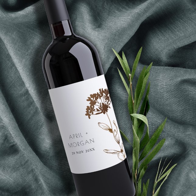 ELEGANT COPPER FOIL HYDRANGEA FLORAL WEDDING WINE LABEL (Creator Uploaded)