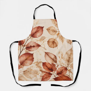 Elegant Copper Gold Autumn Leaves Botanical Patter Apron