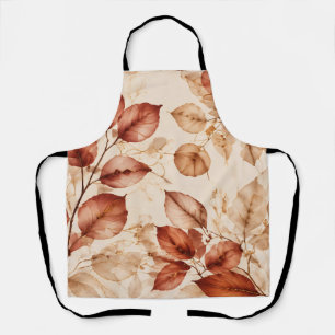 Elegant Copper Gold Autumn Leaves Botanical Patter Apron