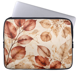 Elegant Copper Gold Autumn Leaves Botanical Patter Laptop Sleeve