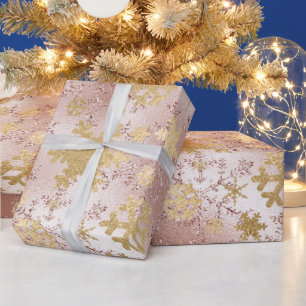 Elegant Copper Gold Christmas Snowflake Pattern Wrapping Paper