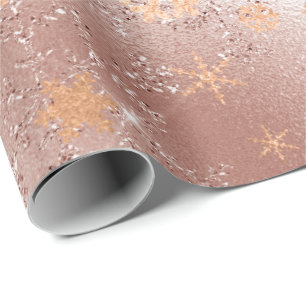 Elegant Copper Gold Christmas Snowflake Pattern Wrapping Paper