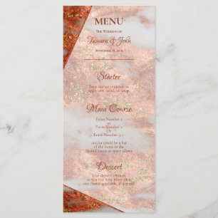 Elegant Copper Gold Marble Geometric 2 sided Menu