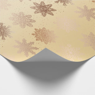 Elegant Copper Gold Snowflake Christmas Pattern Wrapping Paper