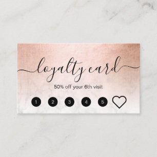 Elegant copper gold white marble makeup artist loyalty card
