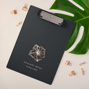 Elegant Copper Hibiscus Flower Personalized Clipboard