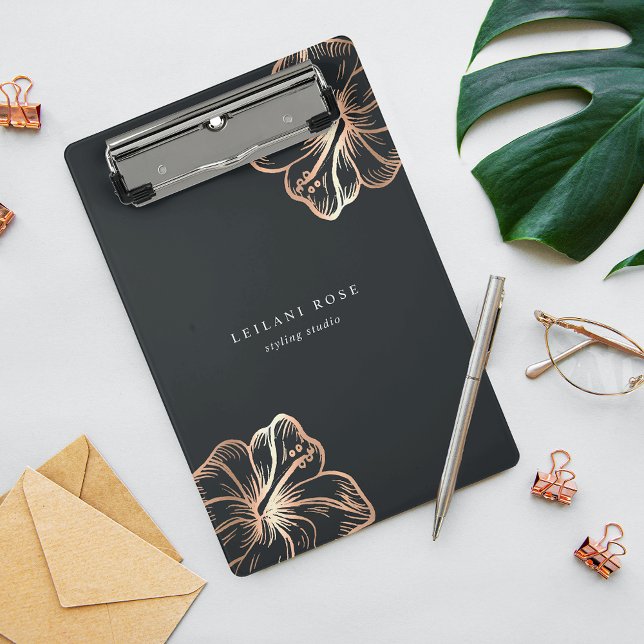 Elegant Copper Hibiscus Flower Personalized Mini Clipboard (Creator Uploaded)