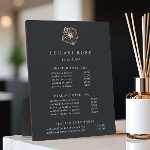 Elegant Copper Hibiscus Flower Pricing/Services Plaque