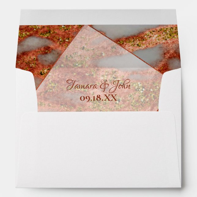 Elegant Copper Marble Geometric Return Address Envelope (Back (Bottom))