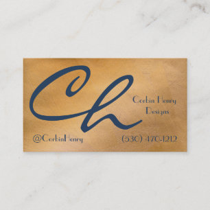 Elegant Copper Metal Blue Luxury with QR Code Business Card