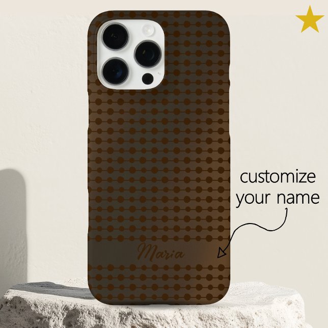 Elegant Copper Metal Dots Line Pattern Custom Name Case-Mate iPhone Case (Creator Uploaded)