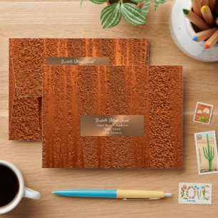 Elegant Copper Metallic Texture Wedding RSVP Envelope