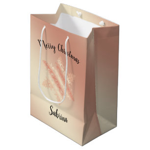 Elegant copper rose gold Christmas snowflake Medium Gift Bag