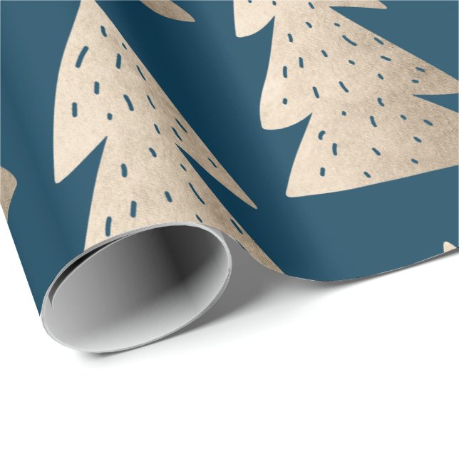 Elegant copper rose gold Christmas tree pattern Wrapping Paper (Roll Corner)