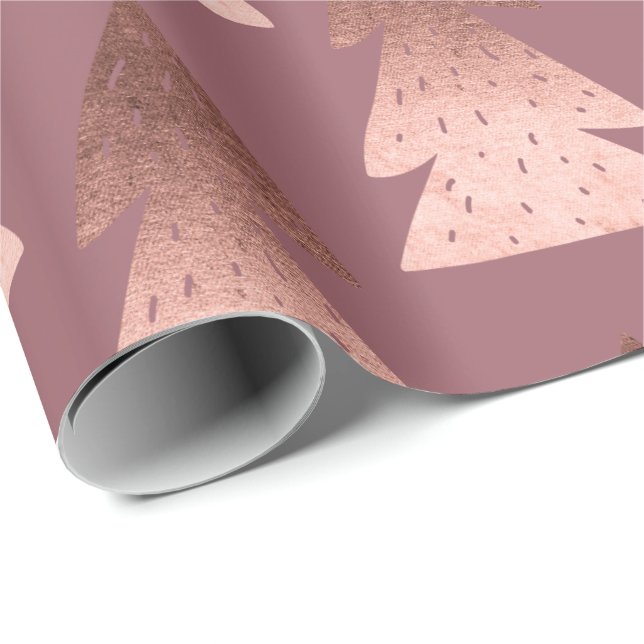 Elegant copper rose gold Christmas tree pattern Wrapping Paper (Roll Corner)