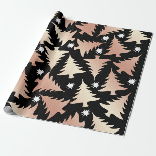 Elegant copper rose gold Christmas tree pattern Wrapping Paper