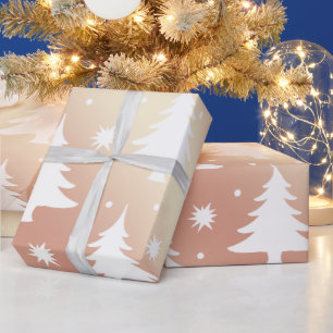 Elegant copper rose gold Christmas tree pattern Wrapping Paper
