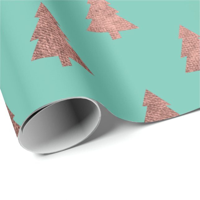 Elegant copper rose gold Christmas tree pattern Wrapping Paper (Roll Corner)