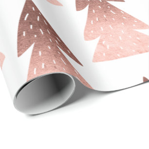 Elegant copper rose gold Christmas tree pattern Wrapping Paper