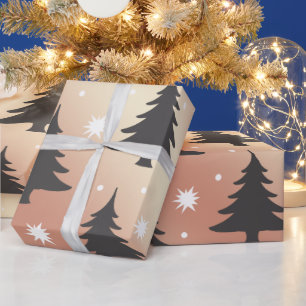 Elegant copper rose gold Christmas tree pattern Wrapping Paper