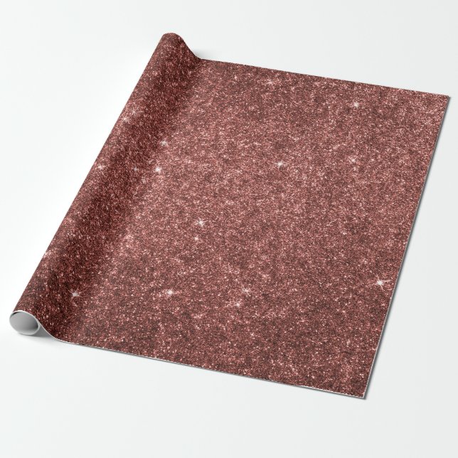 Elegant copper rose gold glitter Christmas Wrapping Paper (Unrolled)