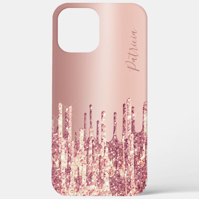Elegant copper rose gold glitter drips custom Case-Mate iPhone case (Back)