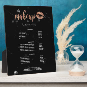 Elegant copper rose gold lips and marble makeup plaque