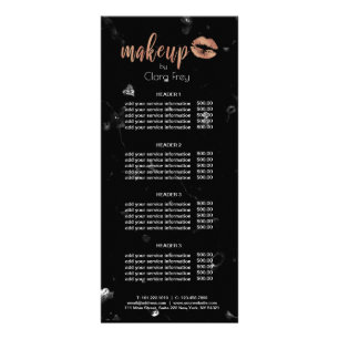 Elegant copper rose gold lips and marble makeup rack card