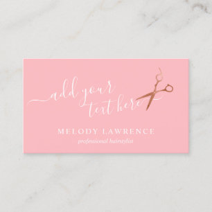 Elegant copper rose gold scissors hairstylist business card