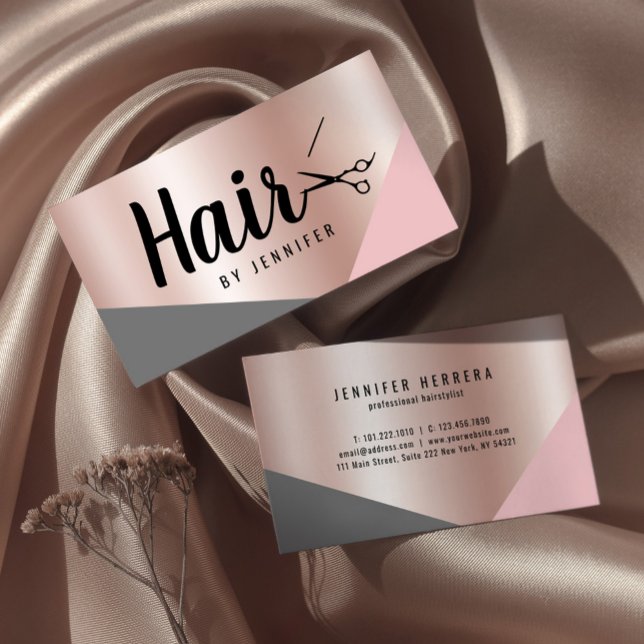 Elegant copper rose gold scissors hairstylist business card (Creator Uploaded)