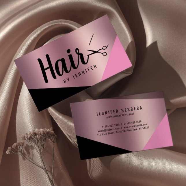 Elegant copper rose gold scissors hairstylist business card (Creator Uploaded)