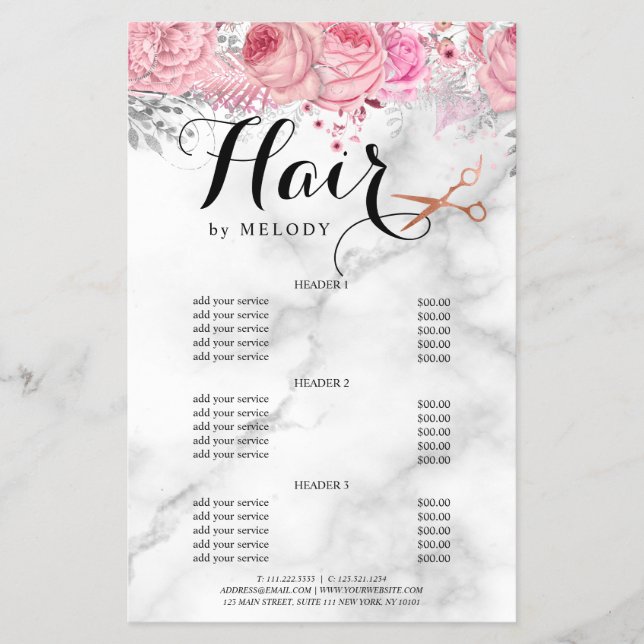 Elegant copper rose gold scissors hairstylist flyer (Front)