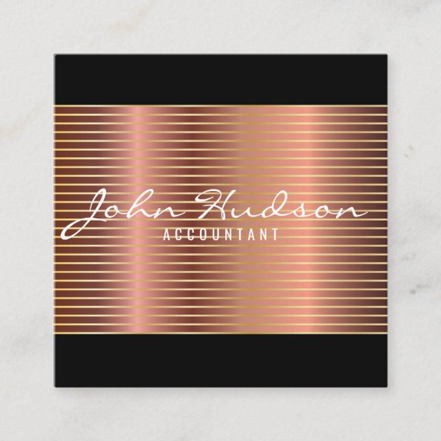 Elegant Copper Script Modern Design Square Business Card (Front)