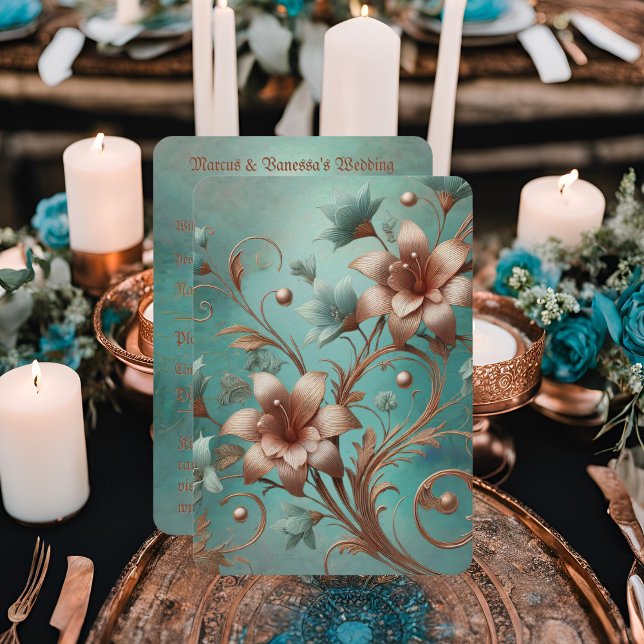 Elegant Copper Turquoise RSVP Card (Creator Uploaded)