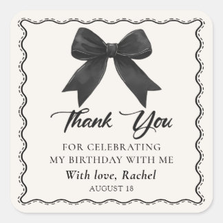 Elegant Coquette Black Bow Birthday Sticker