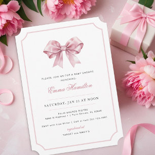 Elegant Coquette Bow Baby Shower Invitation – Clas