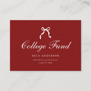Elegant Coquette Bow Red Graduation College Fund Enclosure Card