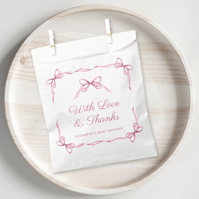 Elegant Coquette Bows Baby Girl Shower Thank You Favour Bags (Creator Uploaded)