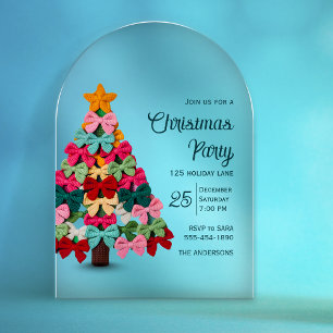 Elegant coquette bows christmas tree party  acrylic invitations
