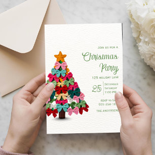 Elegant coquette bows christmas tree party  invitation