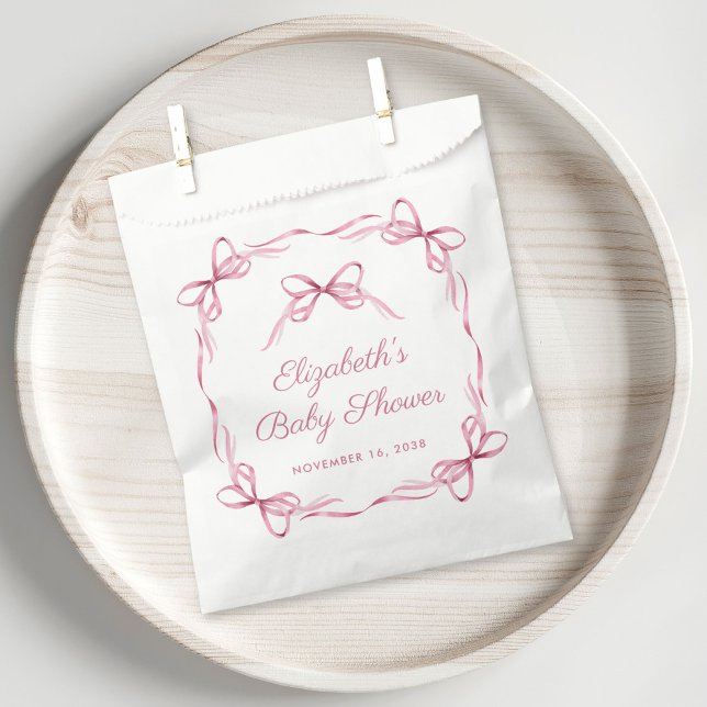 Elegant Coquette Bows Pink Baby Girl Shower Favour Bags (Creator Uploaded)