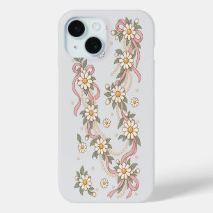 Elegant Coquette Daisy & Pearl Garland iPhone 15 Case