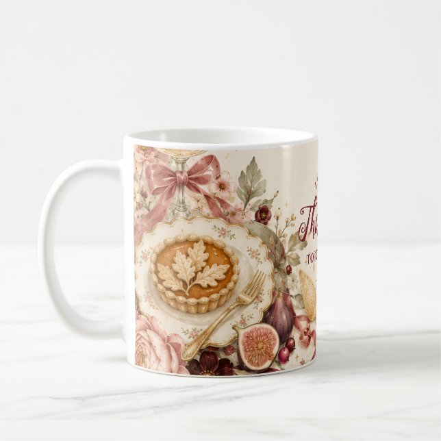 Elegant Coquette Friendsgiving Dinner Coffee Mug (Left)