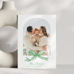 Elegant Coquette Green Bow Arch 2 Photo Christmas  Holiday Card<br><div class="desc">Spread holiday cheer with this Custom Green Bow Christmas Photo Card, featuring a charming green ribbon bow and space for your personalised family photo on both the front and back. This elegant holiday card is perfect for sharing your warmest wishes and showcasing your favourite memories of the year. Ideal for...</div>