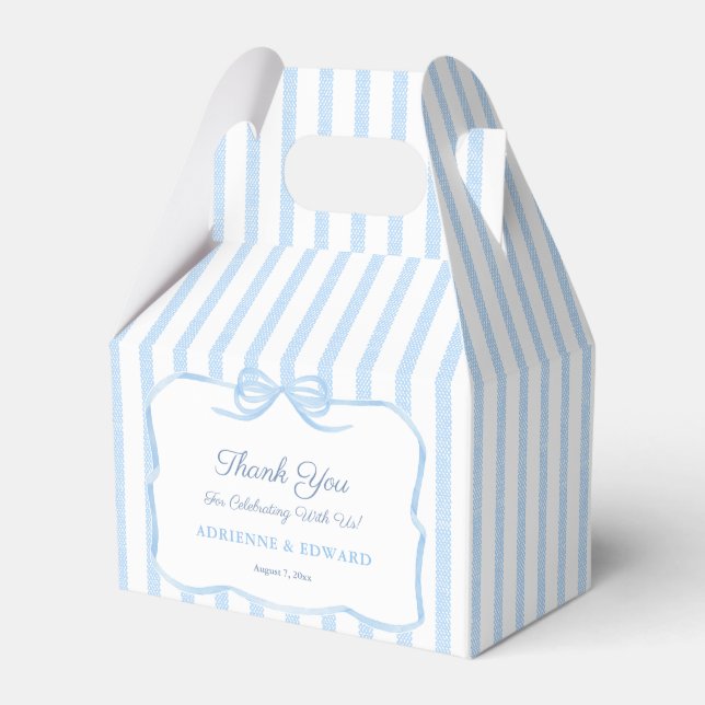 Elegant Coquette Light Blue Bow Wedding Shower Favour Box (Front Side)