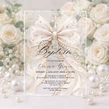 Elegant Coquette Pearl Bow Baptism