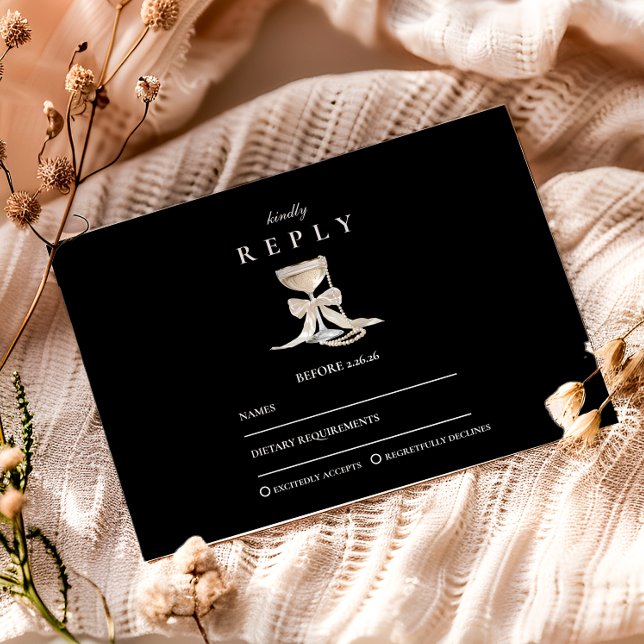 Elegant Coquette Pearl Graduation RSVP Card (Creator Uploaded)