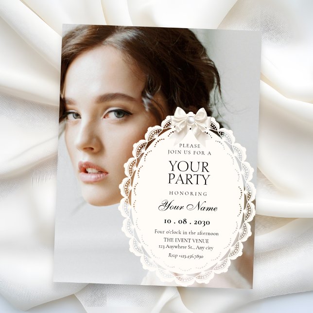 Elegant coquette photo  invitation (Creator Uploaded)