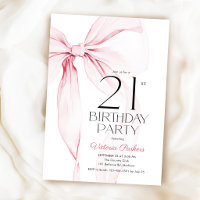 Elegant Coquette Pink Bow 21st Birthday