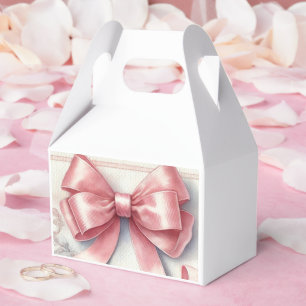 Elegant Coquette Pink Bow Baby Shower Girl Favour Box